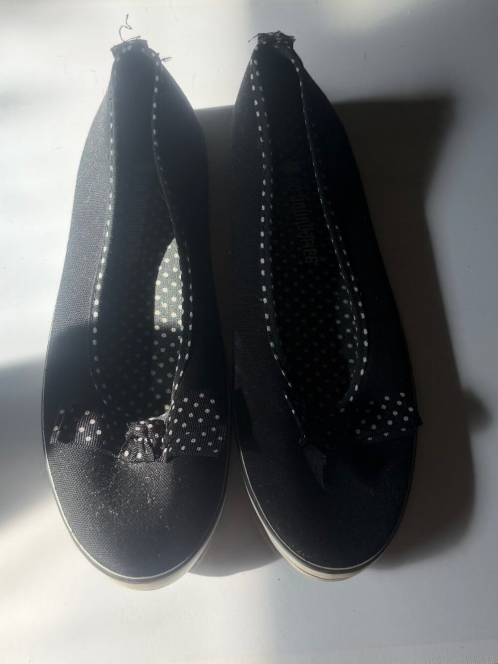 No Boundaries Black Polka Dot Flats W 8 1/2